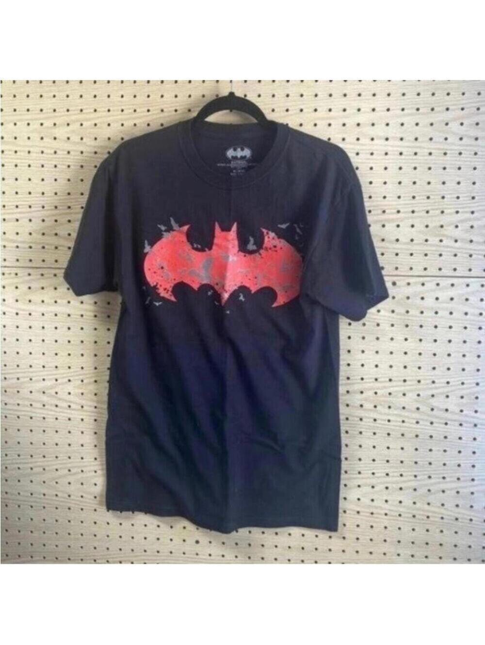 Batman Black Short Sleeve Bats Graphic Shirt Tee DC Comics Superhero